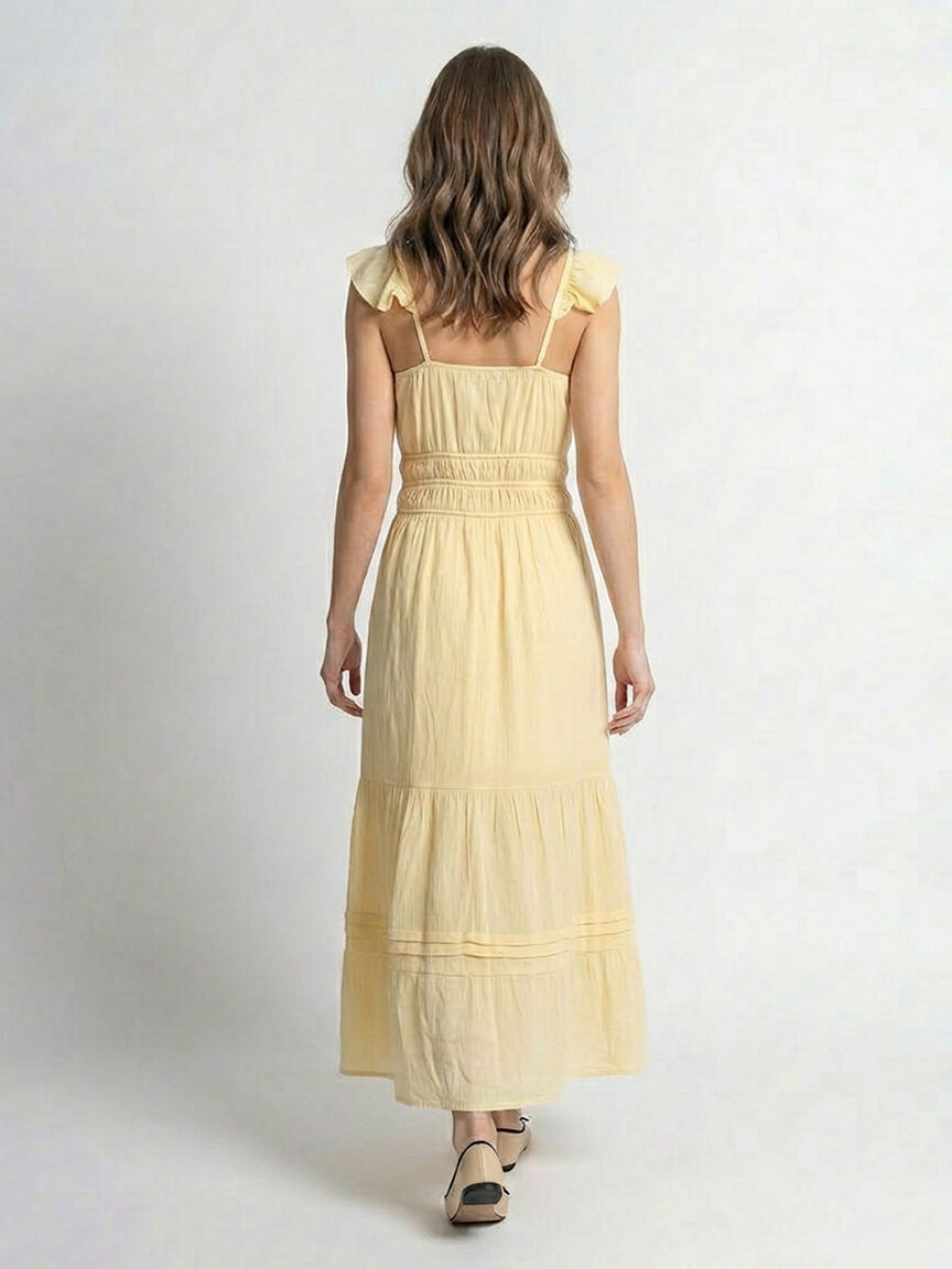 flutter sleeve chiffon maxi dress